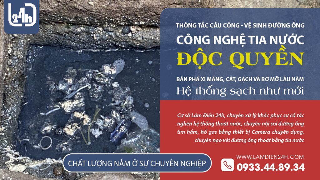 Thông tắc cống nghẹt dãy phòng trọ bằng máy tia nước