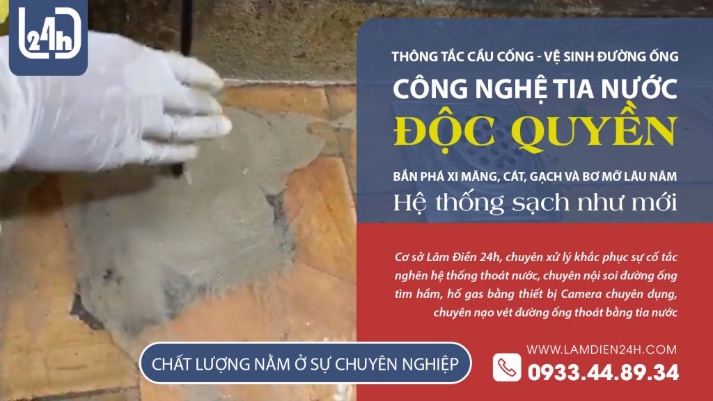 Thông tắc phễu sàn quán ăn nghẹt mỡ